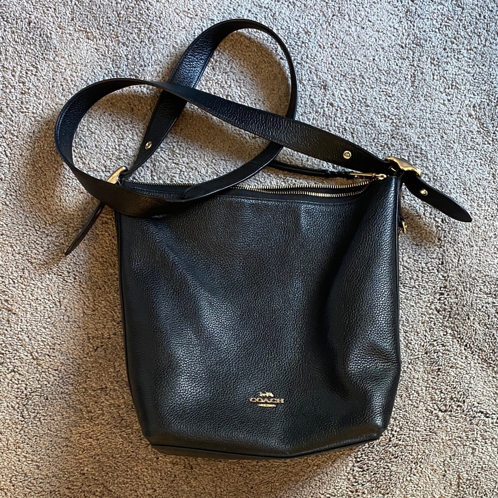 Coach Black Pebbled Leather Shoulder Bag